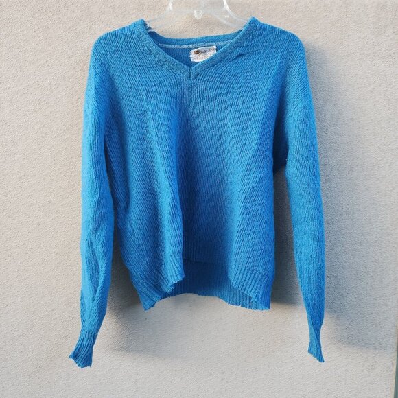 Rob Scot Sweater Women's Medium Blue Long Sleeve‎ Custom Knit Gold Label Vintage - Picture 1 of 3
